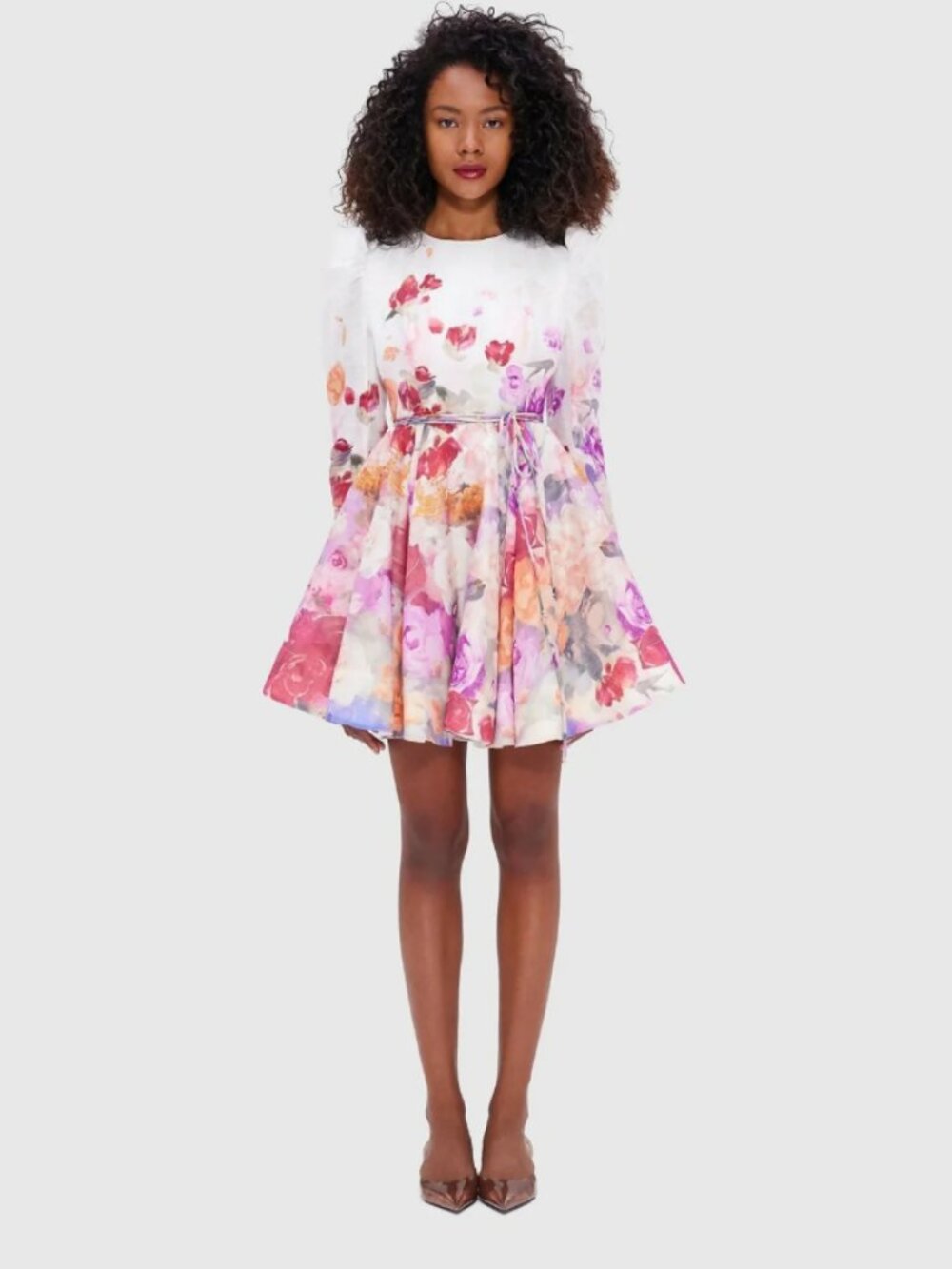 LEO LIN Jordyn Line Floral Print Long Sleeve Fit&Flare Mini Dress AU8/US4 NWOTn